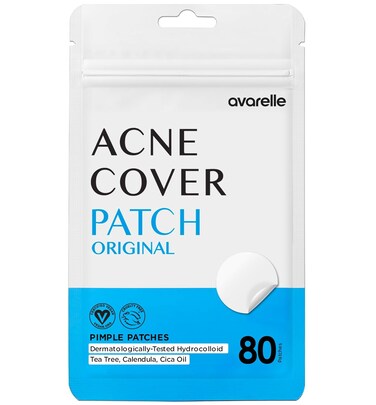 AVARELLE Pimple Patches for Face   Hydrocolloid Acne Patches for Covering Blemishes   FSA HSA Zit Patches with Tea Tree, Calendula, &amp; Cica   HSA Store Eligible Items (10-14 mm, 80 Count)