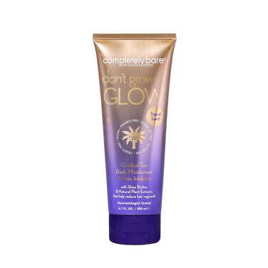 completely bare don't grow GLOW Gradual Tan Body Moisturizer &amp; Hair Inhibitor - Shea Butter &amp; Hair Minimizers