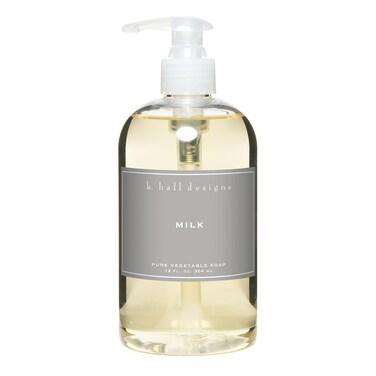 K. Hall Designs Milk Liquid Hand Soap, Soothing and Creamy-Sweet Coconut Vanilla Scent, Natural Liquid Soap for Bathroom &amp; Kitchen, Plant-Based Formula, 12 fl oz