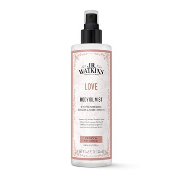 J.R. Watkins Love Body Oil Mist, Hydrates Skin and Boosts Stimulation, Natural Peony &amp; Patchouli, 4.8 oz