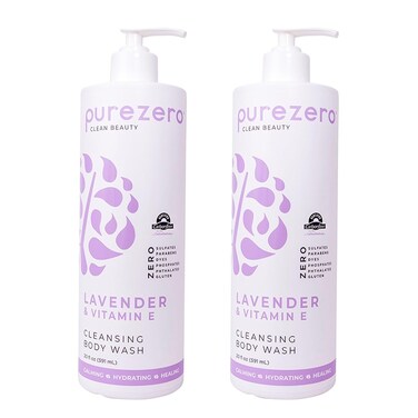 Purezero Lavender &amp; Vitamin E Body Wash, Calms and Invigorates Skin - Leaves Skin Hydrated, Maintain Elasticity and Smoothness, Zero Sulfates, Parabens, or Dyes (20oz, 2 Pack)