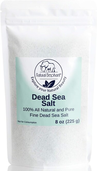 Natural Elephant Dead Sea Bath Salt   8oz Travel Size   100% Natural and Pure   Fine Grain   Ideal for Baths and Soaks