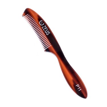 ZEUS Large Mustache Comb, Long Handle Handmade Saw Cut Mustache Comb for Men (Traditional) P11