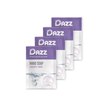 Dazz Foaming Hand Soap Refill Pack (4 Refill Tablet Packets) Hand Soap Refill, Naturally Safe &amp; Non Toxic, Rich Lather Hand Wash, Lavender Lemon Scent (Foaming Pump Dispenser Required)