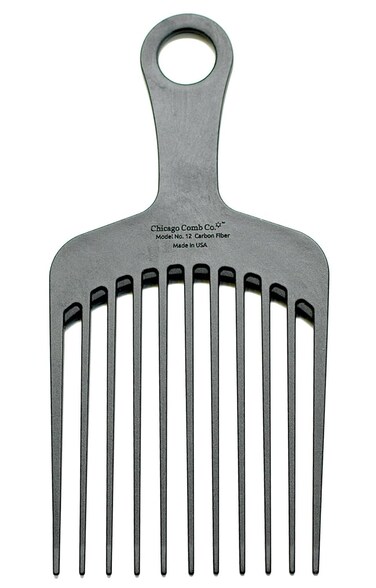 Chicago Comb Model 12 Carbon Fiber, XL Wide-Tooth Pick, Anti-Static, 7.5 Inches (19 cm), Made in USA, Large Detangling and Styling Pick
