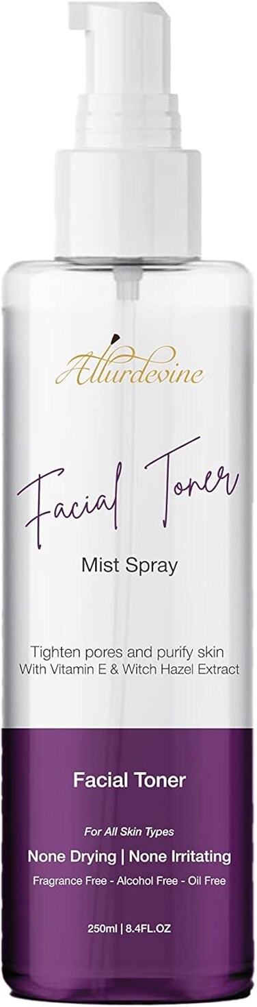Facial Toner Mist for All Skin Types (250ml / 8.4 fl oz) &ndash; Vitamin E &amp; Witch Hazel Extract &ndash; Unscented Face Toner in Spray Bottle &ndash; Hypoallergenic/Water-Based/Alcohol-Free