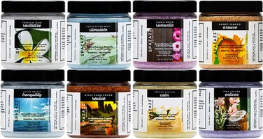 Hot Tub Aromatherapy Bath Salt 8-Pack Botanicals Bundle (4oz) - Apple Sandalwood, French Vanilla, Flora Wood, Ocean Breeze Pina Colada, Honey Mango,Tropical Rain, Eucalyptus, with Hot Cold Towel