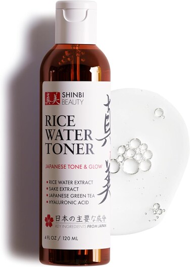 Shinbi Beauty Japanese Rice Water Toner - Contains Sake Extract, Green Tea &amp; Hyauronic Acid - 99% Naturally Derived - 4 FL OZ