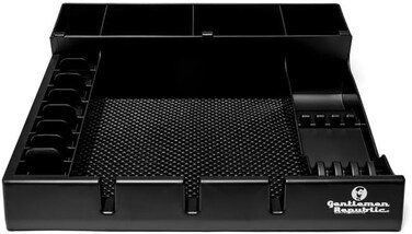 Gentlemen Republic Station Organizer - Multi-Compartment Countertop Tool Storage for Busy Barbers and Stylists, Maximize Efficiency - Black