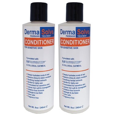 Dermasolve Psoriasis Conditioner - Soothing Anti Dandruff, Seborrheic Dermatitis, Sensitive Skin, Flaky, Itchy, Dry Scalp &amp; Damaged Hair Repair - Pack of 2