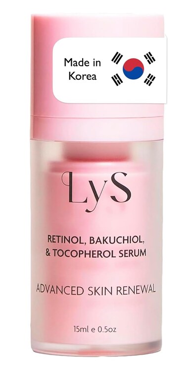 LYS by Misa Korean Retinol Serum for Face - Retinol, Bakuchiol &amp; Tocopherol Formula - Enhances Firmness &amp; Texture - Retinol for face &amp; All Skin Types, Sensitive - Made in Korea