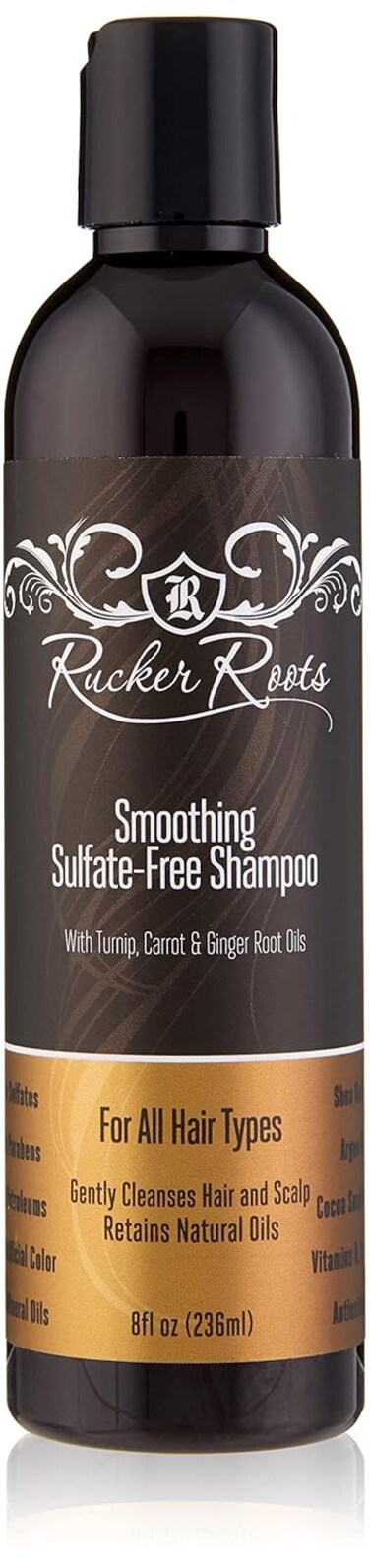 Rucker Roots Smoothing Sulfate Free Shampoo  Ginger, Turnip, Carrot Root Oils  For All Hair Types  Gentle Cleanser  Shea Butter  Argan Oil  Cocoa Seed Butter  Antioxidants