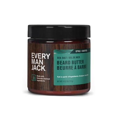 Every Man Jack Beard Butter- Subtle Sea Salt Fragrance - Rejuvenates, Hydrates, and Styles Dry, Unruly Beards While Relieving Itch - Naturally Derived with Shea Butter and Coconut Oil - 4oz