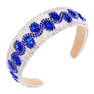 deladola Blue Rhinestone padded Headband Glitter Crystal Hairband Baroque Headbands Party Hair Accessories For Women