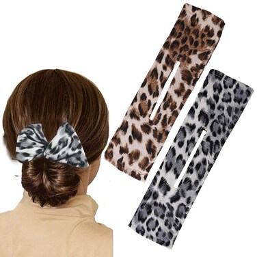 CAKURE 2 Pcs Deft Bun Black Hair Bun Maker Bun Crown Twister Cloth Magic Clip French Twist Bun Shaper Bow Hair Band for Women and Girl (Set 3)