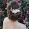 Urieo Wedding Rhinestone Hair Comb Silver Pearl Bride Hair Side Combs Flower Bridal Sparkly Crystal Hair Accessories for Women and Girls