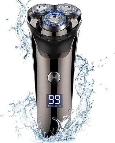4D Electric Shaver for Men, IPX7 Waterproof Electric Razor Dry Wet Rotary Face Shaver Rechargeable Cordless Travel Beard Nose Trimmer w/ LED Display &amp; Charging Stand &amp; Pop Up Trimmer for Dad Husband