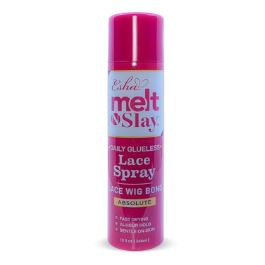 Esha Melt N Slay Glueless Lace Spray, Melting and Holding for Wigs, Lace Bond Adhesive Spray for Closure Wigs, Extensions, Strong, Natural Forming Hold, Protect Edges (354ML)