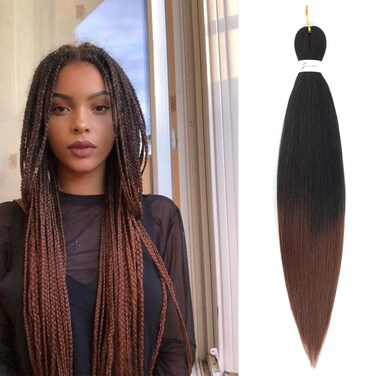 Callia Pre Stretched Braiding Hair 26 Inch 8 Packs Ombre Braiding Hair Pre Stretched Professional Synthetic Braiding Hair Itch Free Yaki Straight Hair Extension for Crochet Twist (26Inch, 1B/30)