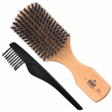 Kent OG2 Club Hair Brush, Small Boar Bristle Hair Brush for Men, Natural Boar Bristle Beard Brush for Men, Beechwood Kent Brush for Hair and Beards
