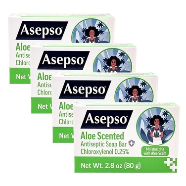 Antibacterial Aloe Scent Bar Soap - 4 Pack, 80g/2.8 oz Each, Moisturizing Formula with Aloe Scent for Healthy Skin, Fight Skin and Heat Rash