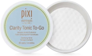 Pixi Clarity Tonic to-Go, Exfoliating &amp; Clarifying g Pads, Infused with Salicylic Acid for Clearer Skin, Alcohol-Free Daily Purifying Toner On The Go, 60 Pads