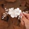 Jeairts Flower Wedding Hair Clips Silver Pearl Hair Pieces Crystal Headpiece Hair Barrette Floral Bridal Hair Accessories for Women and Girls