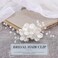 Jeairts Flower Wedding Hair Clips Silver Pearl Hair Pieces Crystal Headpiece Hair Barrette Floral Bridal Hair Accessories for Women and Girls