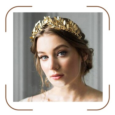 JEAIRTS Leaf Wedding Crown Headband Gold Greek Goddess Headpiece Leaf Bridal Tiara Hair Pieces Headwear Festival Prom Wedding Hair Accessories for Women
