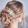 Jeairts Flower Rhinestone Hair Clips Silver Leaf Wedding Hair Pieces Glitter Floral Headpiece Hair Barrette Crystal Bridal Hair Accessories for Women and Girls