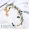 JEAIRTS Green Rhinestone Headband Gold Leaf Wedding Headpiece Bridal Crystal Beaded Hair Pieces Glitter Bride Hair Accessories for Women