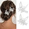 BARTOSI Silver Butterfly Hair Clips Moving Butterfly Hair Clip Hair Pins Hair Accessories for Women and Girls (Pack of 2)