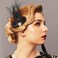 GORTIN 1920s Black Feather Hair Clip Peacock Rhinestone Headpiece Art Deco Headband for Women, Girls, Party, Prom and Formal Occasions
