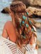 GORTIN Boho Feather Headband Gypsy Costume Headdress Black Bohemian Hippie Headbands Indian Festival Hair Band Adjust Long Feather Headpiece Hair Accessory for Women and Girls (Blue+Brown)