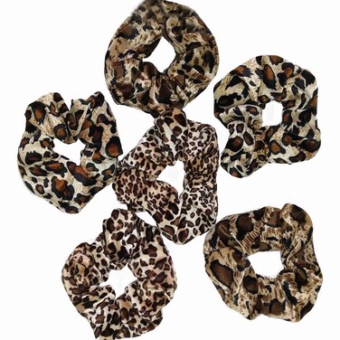 6 PCS Hair Scrunchies for Women - Leopard &amp; Cheetah Print, Velvet, Large, 3 Styles, Hair Ties for Thick Hair, Hair Accessories, 6 Count