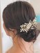Unsutuo Crystal Bride Wedding Hair Comb Silver Rhinestone Flower Bridal Hair Pieces Pearl Wedding Hair Accessories for Women and Girls&hellip; (Gold)