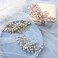 Unsutuo Crystal Bride Wedding Hair Comb Silver Rhinestone Flower Bridal Hair Pieces Pearl Wedding Hair Accessories for Women and Girls&hellip; (Gold)