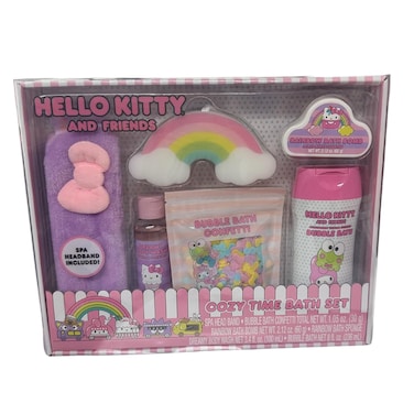 Hello Kitty and Friends Cozy Time Bath Set, Includes Spa Head Band, Bubble Bath Confetti (30g), Rainbow Bath Bomb, Rainbow Bath Sponge, Dreamy Body Wash (100mL), &amp; Bubble Bath (236mL)