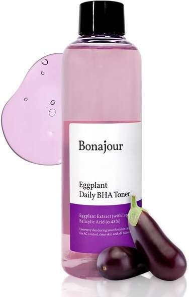 [BONAJOUR] Vegan Eggplant Daily BHA Exfoliant Toner, Salicylic Acid Gentle Exfoliating &amp; for Acne Prone Skin Treatment Toner 7.2 fl. oz
