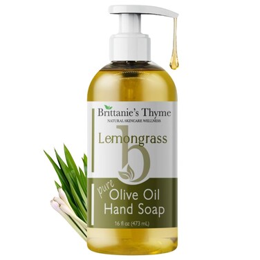 Brittanie's Thyme Organic Natural Hand Soap, 16 oz (Lemongrass) Moisturizing Castile Soap Made Olive Oil And Natural Luxurious Essential Oils. Vegan, Gluten &amp; Cruelty Free,