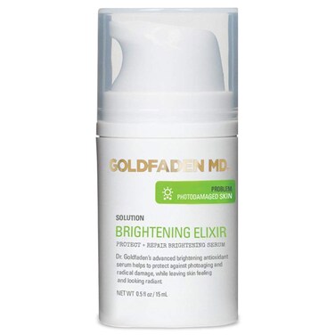 GOLDFADEN MD Brightening Elixir   Serum w/Vitamin C, Ferulic Acid, Vitamin B &amp; Vitamin E   Helps Aid Against The Appearance Of Photoaging   Leaves Skin Feeling Hydrated &amp; Looking Radiant .5 fl oz