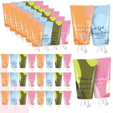 36 Pcs Christian Hand Lotion Bulk Gifts for Women Bible Verse Mini Travel Hand Cream Bulk Christmas Gifts for Stocking Stuffers, Homeless Church Appreciation Teachers Coworkers Appreciation Gifts