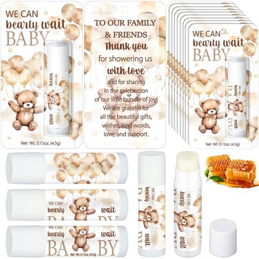 30 Pack Baby Shower Games Prizes Party Gifts Bulk Lip Balms Favors for Winners Adults Guests Gender Reveal Favors Decorations Baby Shower Souvenirs Gift Bags Stuffers(Bear)