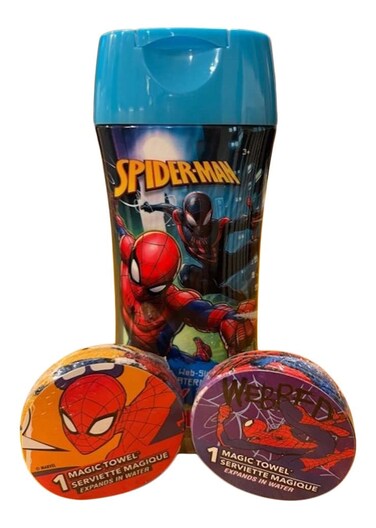 Body Wash Compatible with Spiderman Enriched with Vitamin E. Kids Body Wash for Smooth, Soft Skin, Watermelon Scent with 2 Magic Towel 8 ounce