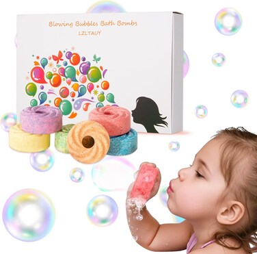 Bubble Bath Bombs for Kids, 6-Pack Natural, Organic Kids Bath Bombs with Essential Oils for Sensitive Skin, Bubble Play for Boys &amp; Girls, Stress Relief Self Care Kit, Home SPA Gift Set