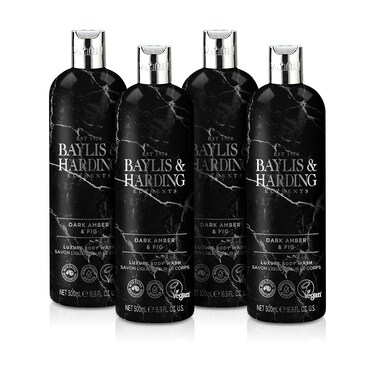 Baylis &amp; Harding Liquid Body Wash Soap, Elements, Dark Amber &amp; Fig, 16.9oz/500ml (4-Pack)