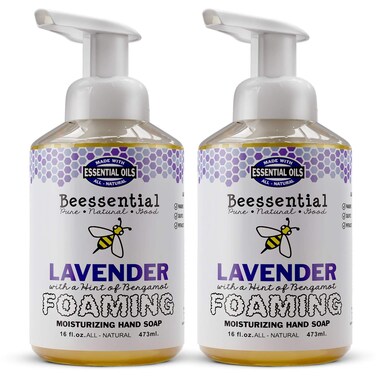 Beessential All Natural Bulk Foaming Hand Soap Refill, 16 oz 2 Pack Lavender   Made with Moisturizing Aloe &amp; Honey - Made in the USA