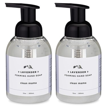 CLEAN MAMA Plant-Derived Foaming Hand Soap - Aromatic and Nourishing Hand Wash, Natural Essential Oils Infused - USDA Certified Biobased - 12 Ounce, Lavender, 2 Pack