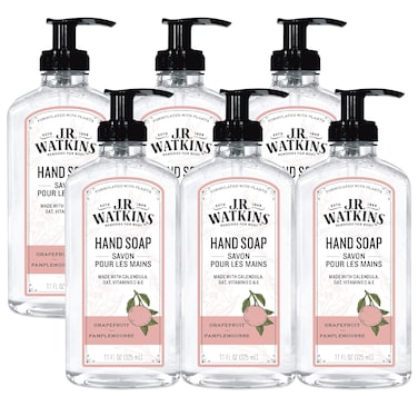 J.R. Watkins Gel Hand Soap, Scented Liquid Hand Wash for Bathroom or Kitchen, USA Made and Cruelty Free, 11 fl oz, Grapefruit, 6 Pack