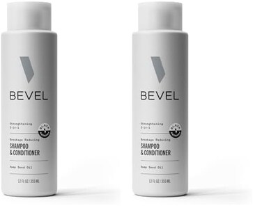 Bevel Shampoo and Conditioner for Men with Hemp Seed Oil and Biotin, 2 in 1 Strengthening Formula Conditions and Moisturizes Hair to Reduce Breakage, For Coarse, Curly and Textured Hair, 12 Oz